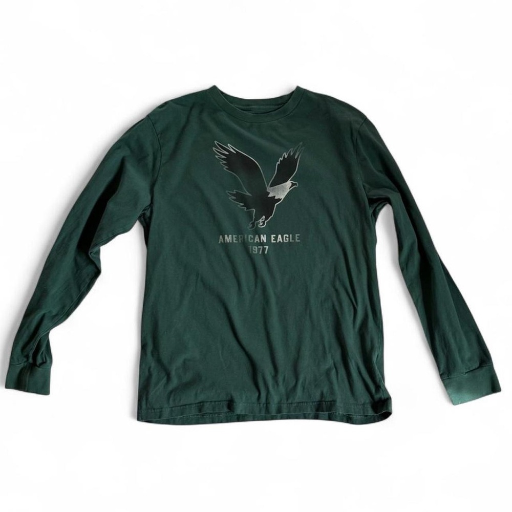 American Eagle Green Eagle Graphic Long Sleeve Tee Size M Soft